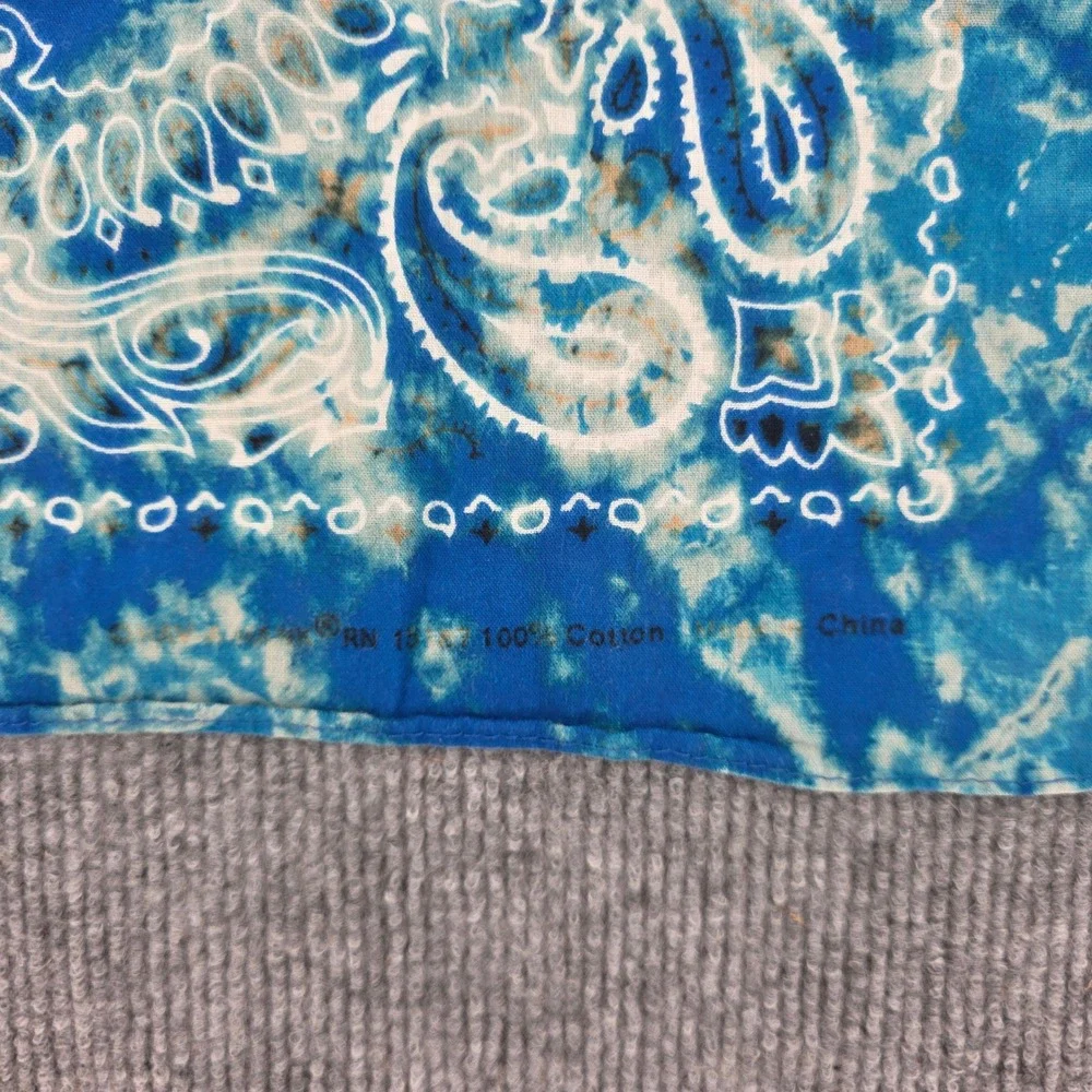 Blue Tie Dye Paisley Cotton Bandana Square Scarf Sunburst Print 20x20